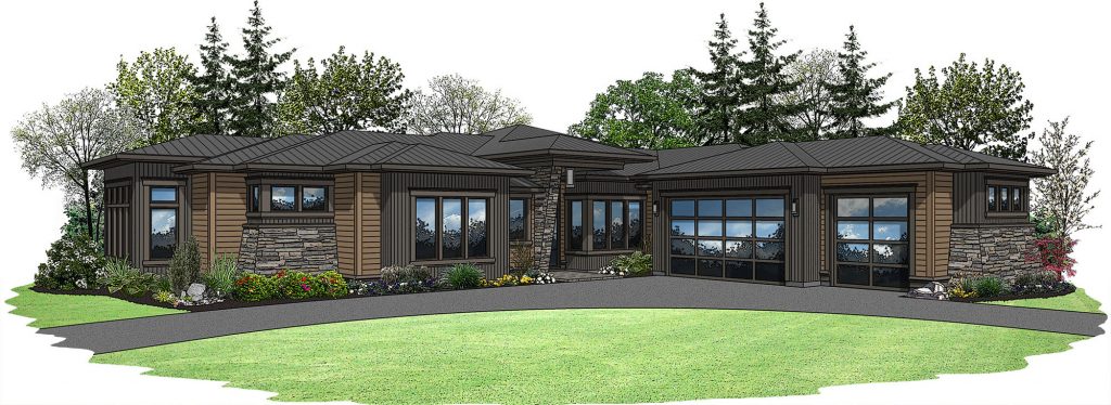 Contemporary One Story House Rendering